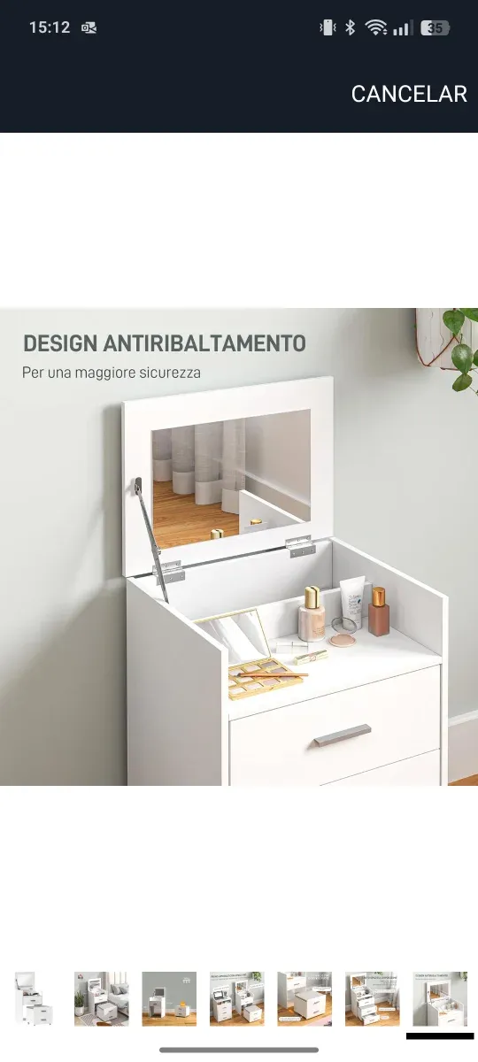 Tocador blanco con silla