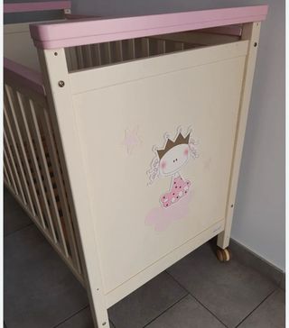Cuna bebé con cajón y diseño princesa