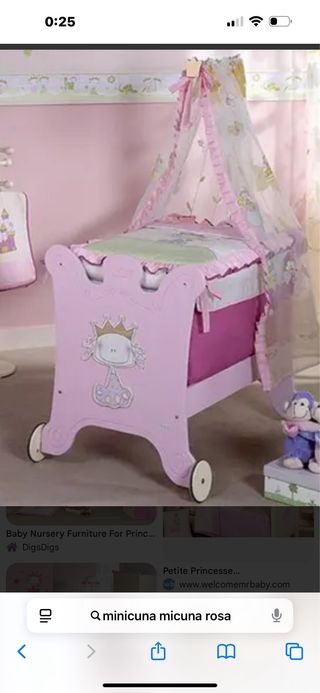 Minicuna rosa con dosel