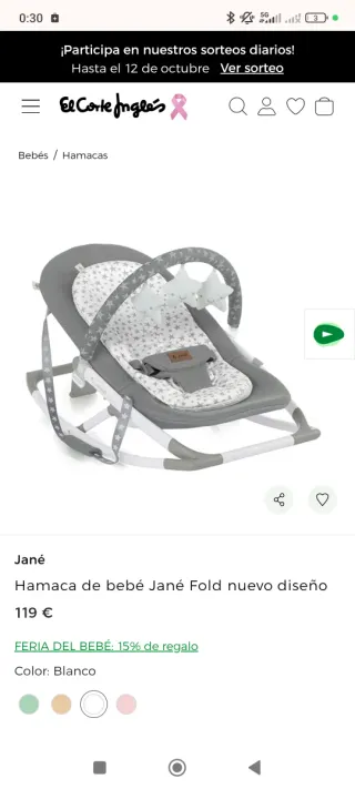 Hamaca para bebé gris estrellas