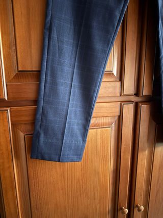 Pantalón de traje Mango a cuadros azul