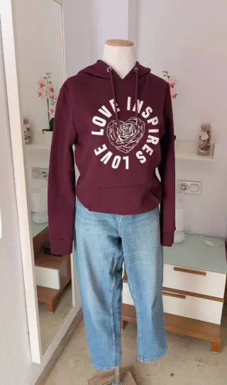 Sudadera burdeos con capucha burdeos XS 34