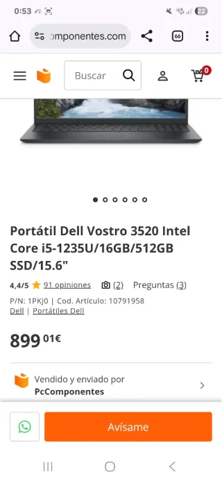 Portátil Dell Vostro i5-1235u,16gb,M2 500gb,144hz