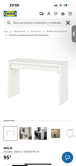 Tocador MALM blanco IKEA 120x41x78 cm