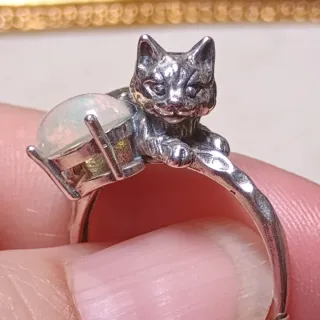 Anillo plata ópalo gato