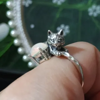 Anillo plata ópalo gato