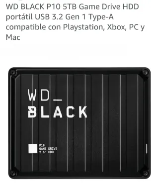 WD BLACK P10 5TB HDD para PS4