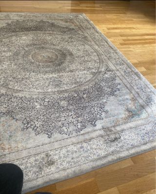 Alfombra Zara Home Gris y Turquesa