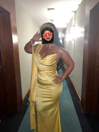 Vestido de fiesta amarillo de boda gitana 