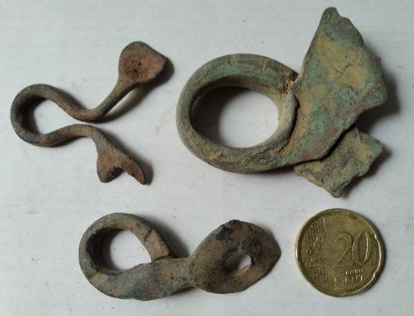 Lote 3 asas antiguas cobre bronce