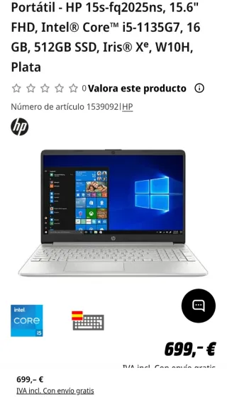 Portátil HP 15s-fq2025ns i5-1135G7 15,6 FHD