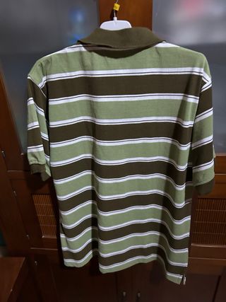 Polo Lacoste Rayas Marrón y Verde Talla XL