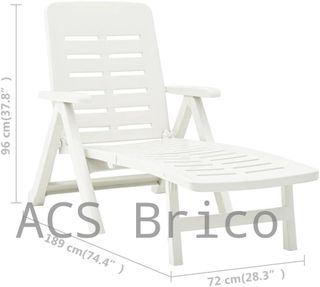 Tumbona Plegable Smeraldo con Ruedas Blanca
