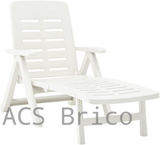 Tumbona Plegable Smeraldo con Ruedas Blanca