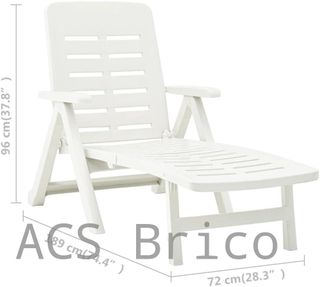 Tumbona Plegable Smeraldo con Ruedas Blanca