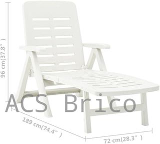 Tumbona Plegable Smeraldo con Ruedas Blanca