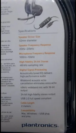 Plantronics 2cuffie usb modello 628 comandi a filo