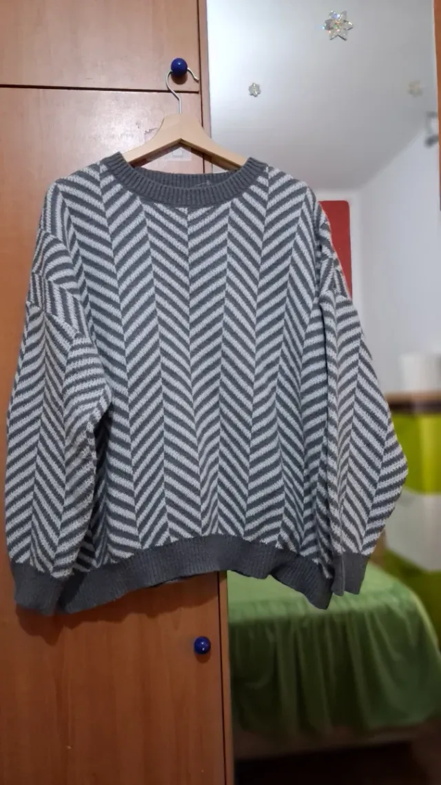 Jersey mujer gris y blanco talla única