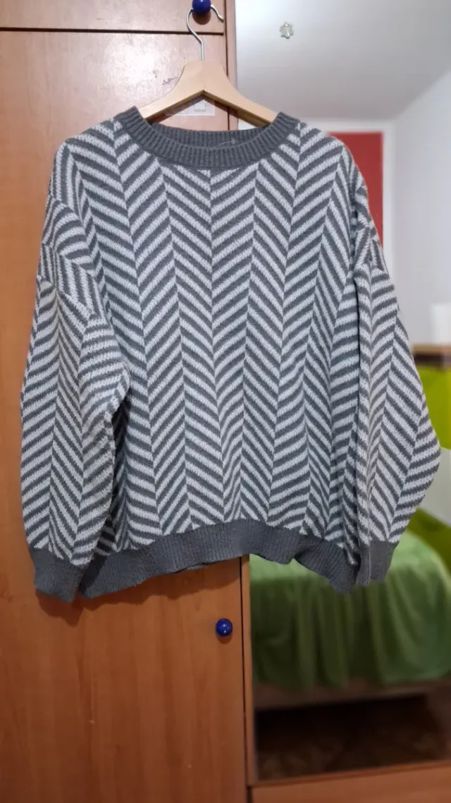 Jersey mujer gris y blanco talla única