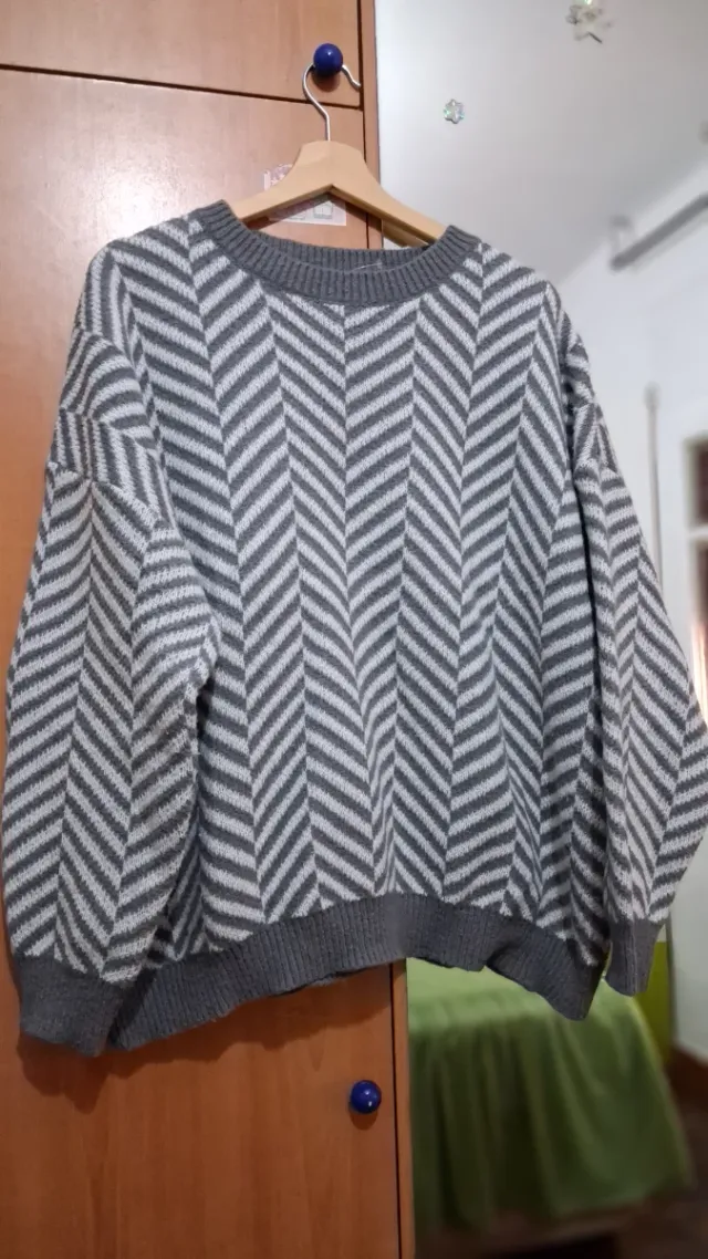 Jersey mujer gris y blanco talla única