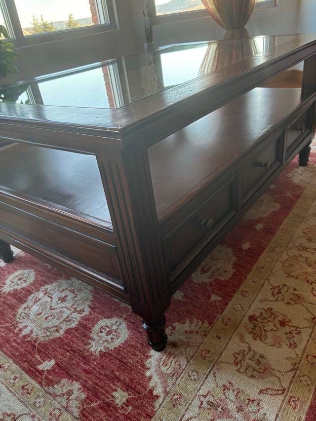 Mesa de centro madera y cristal efecto golpeado