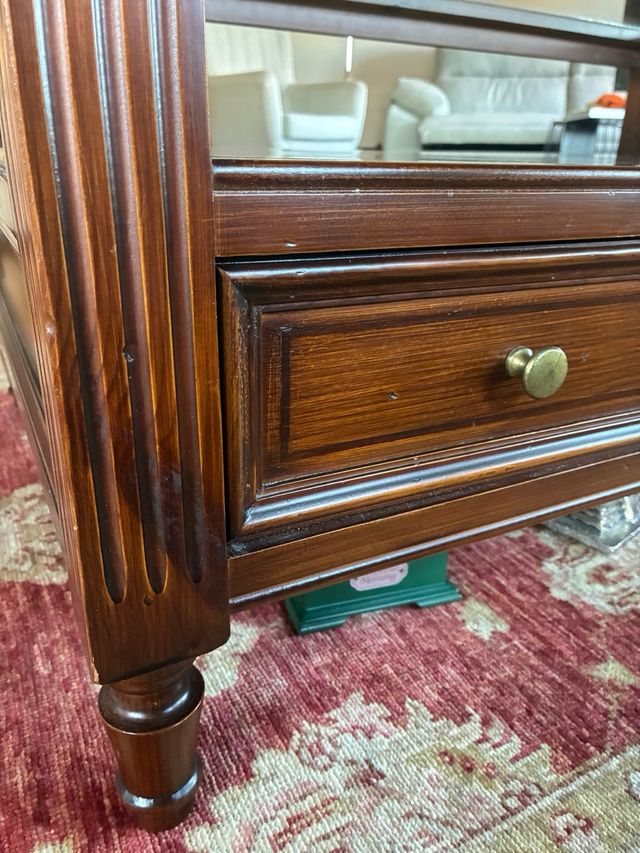 Mesa de centro madera y cristal efecto golpeado