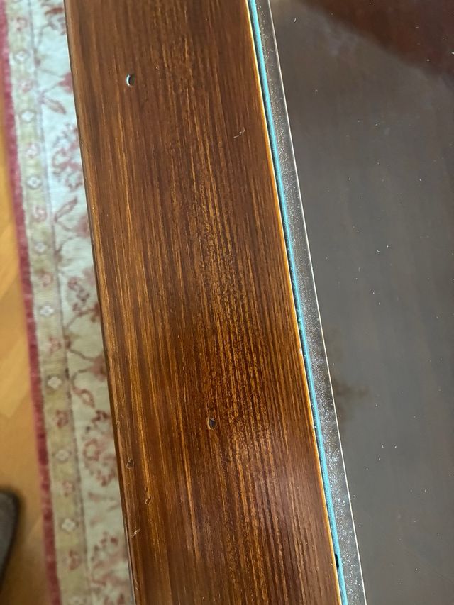 Mesa de centro madera y cristal efecto golpeado