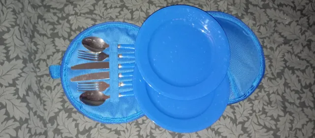 Set Vajilla Camping 2 Personas Azul