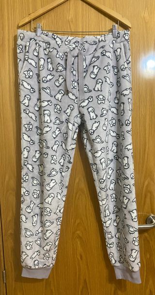 Pantalón Pijama Mujer Niña Gris Polar