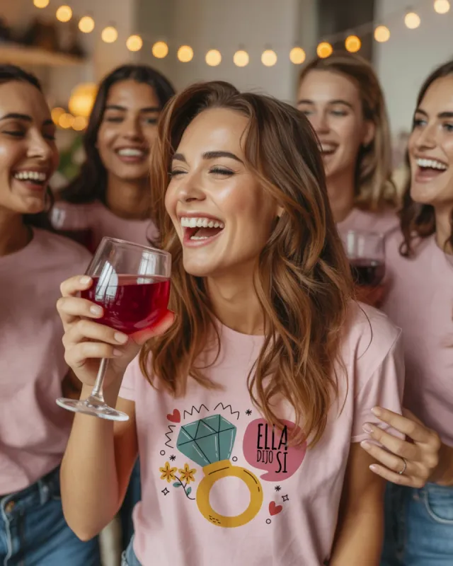 Camiseta blanca despedida de soltera Ella Dijo Si