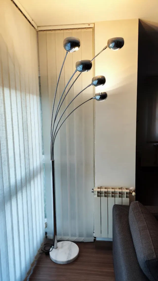 Lámpara de pie arco 5 luces mármol