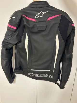 Chaqueta Alpinestars de cuero Negra y Rosa