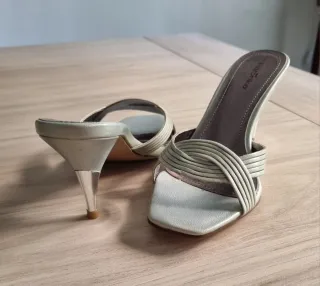 Sandalias Paprika Verde Agua Tacón Plata