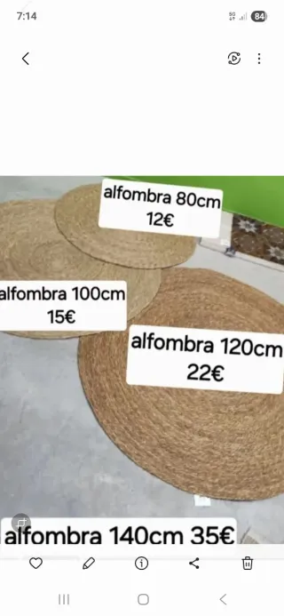 Tappeto rotondo in fibra di giunco 120 cm