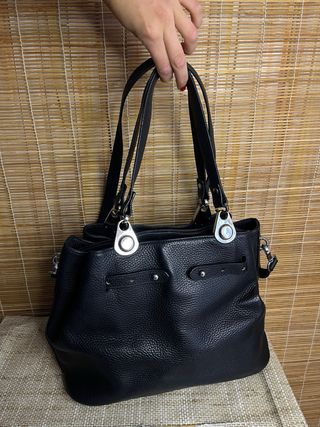 Borsa a spalla vintage in Pelle Nera con Tracolla