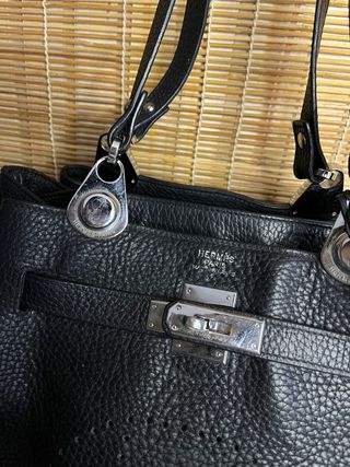 Borsa a spalla vintage in Pelle Nera con Tracolla