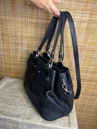 Borsa a spalla vintage in Pelle Nera con Tracolla