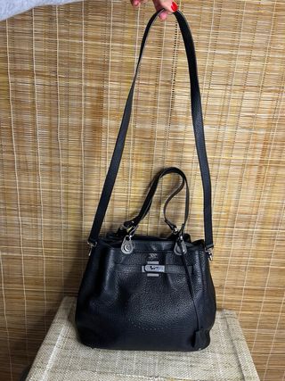 Borsa a spalla vintage in Pelle Nera con Tracolla