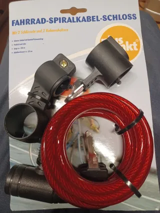 Candado bici cable espiral rojo