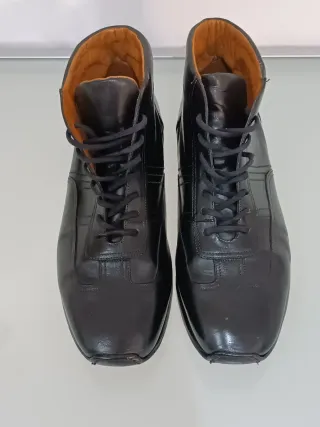 Santoni stivaletti pelle vintage neri