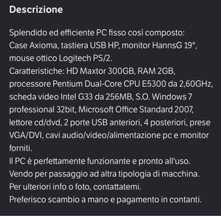 computer fisso con Monitor Hanns-G HH191