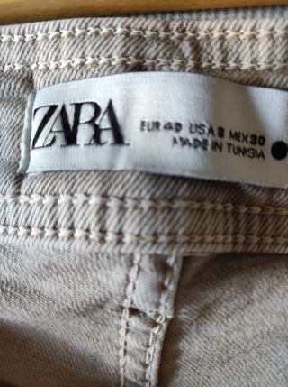 Pantalón Jeans, Zara Talla 38 Beige