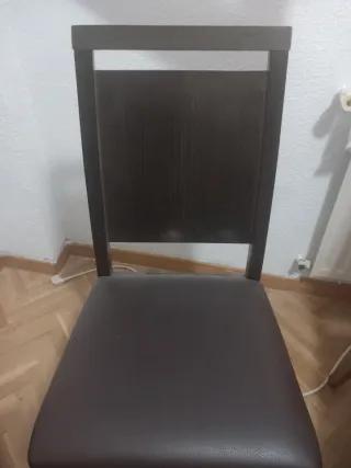 Set di 2 sedie da pranzo in legno e pelle sintetica
