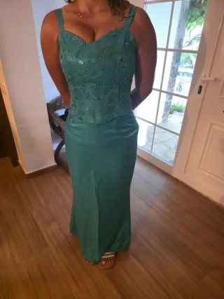 Vestido largo ELLE verde azulado