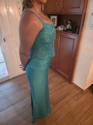 Vestido largo ELLE verde azulado