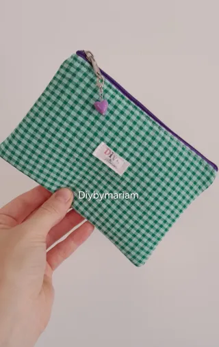 Monedero cuadros verde y morado