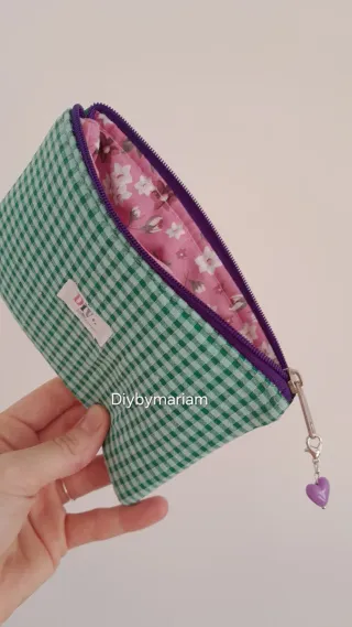 Monedero cuadros verde y morado