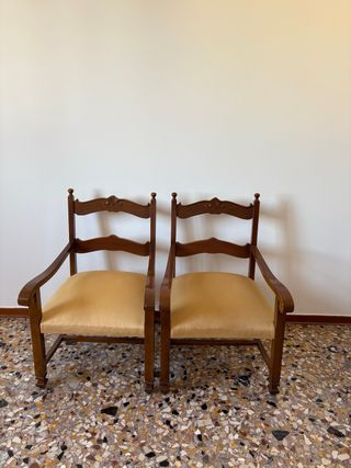 Coppia poltrone vintage in legno e tessuto