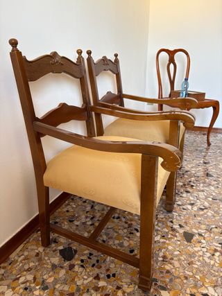 Coppia poltrone vintage in legno e tessuto