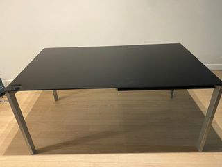 Mesa Comedor Cristal Templado Negra extensible